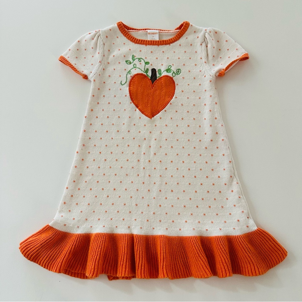 Gymboree 4T Toddler Girl Pumpkin Knit Dress Fall Orange